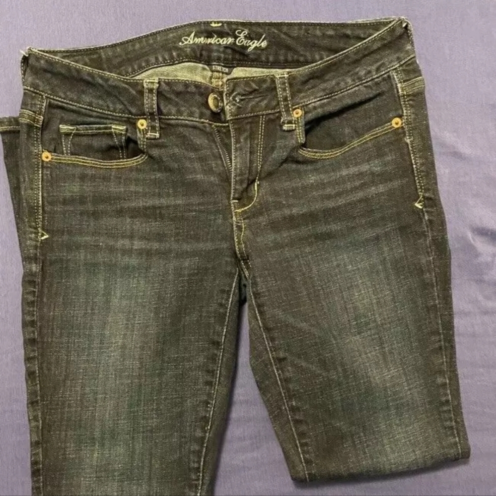 American Eagle Stretch Skinny Kick Size 8 Short Jeans  Dark Wash EUC - Picture 6 of 11